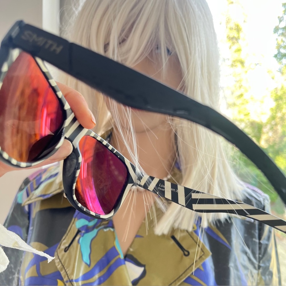 SMITH Black Sunglasses with Orange Lenses Founder Zebra Detail